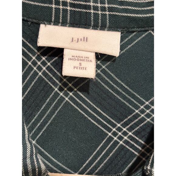 J.Jill Rayon Green Plaid Tunic Button top Pockets womens petite S cowgirl boho - Picture 5 of 10